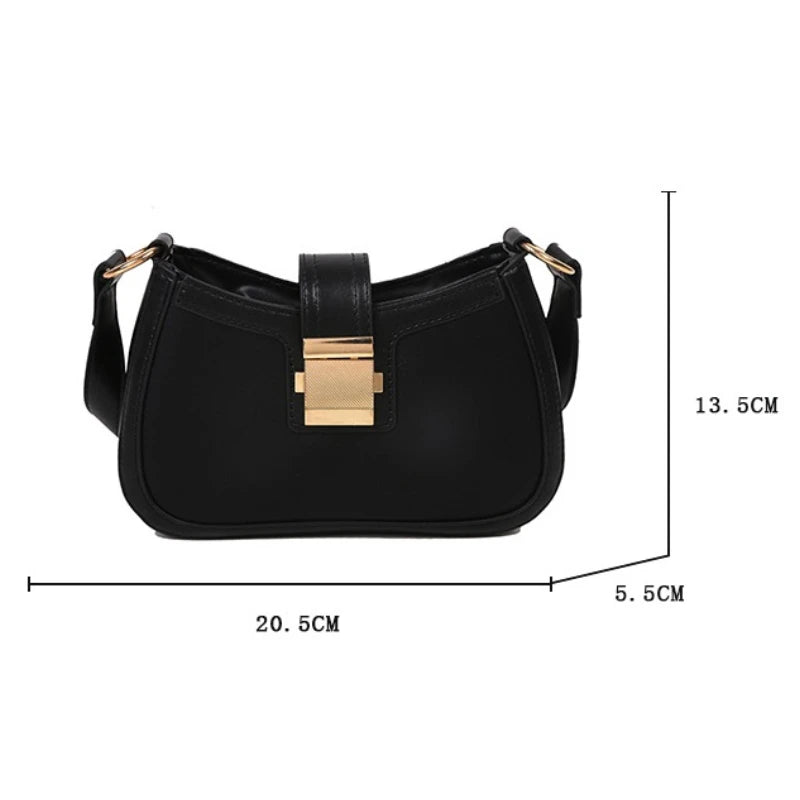 Vintage Ladies Shoulder Bag Solid Lacquer PU Leather Handbag