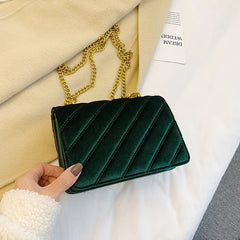 Vintage Velvet Leather Small Crossbody Shoulder Bag Women