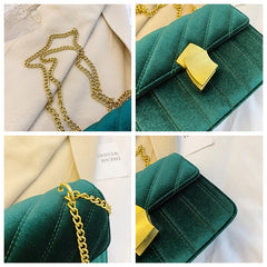 Vintage Velvet Leather Small Crossbody Shoulder Bag Women