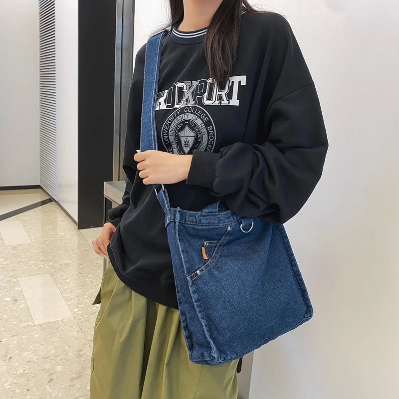 Vintage Denim Women's Crossbody Bag Satchel Handbag