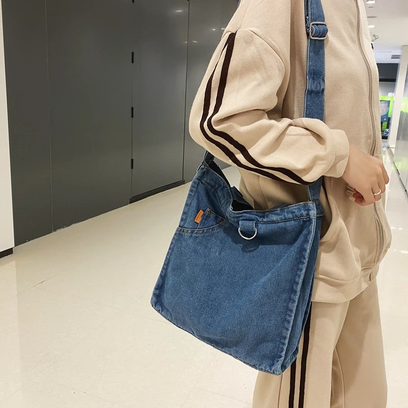 Vintage Denim Women's Crossbody Bag Satchel Handbag