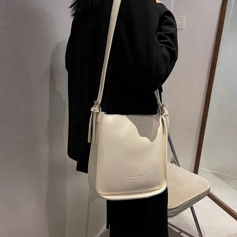 Vintage Leather Crossbody Shoulder Bag - Soft Solid Purse for Wedding