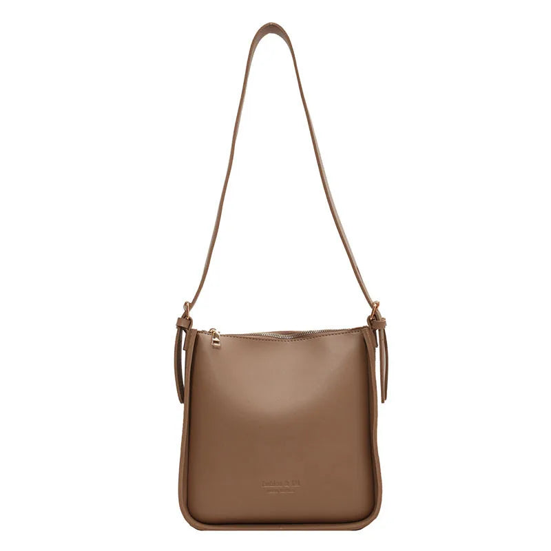 Vintage Leather Crossbody Shoulder Bag - Soft Solid Purse for Wedding