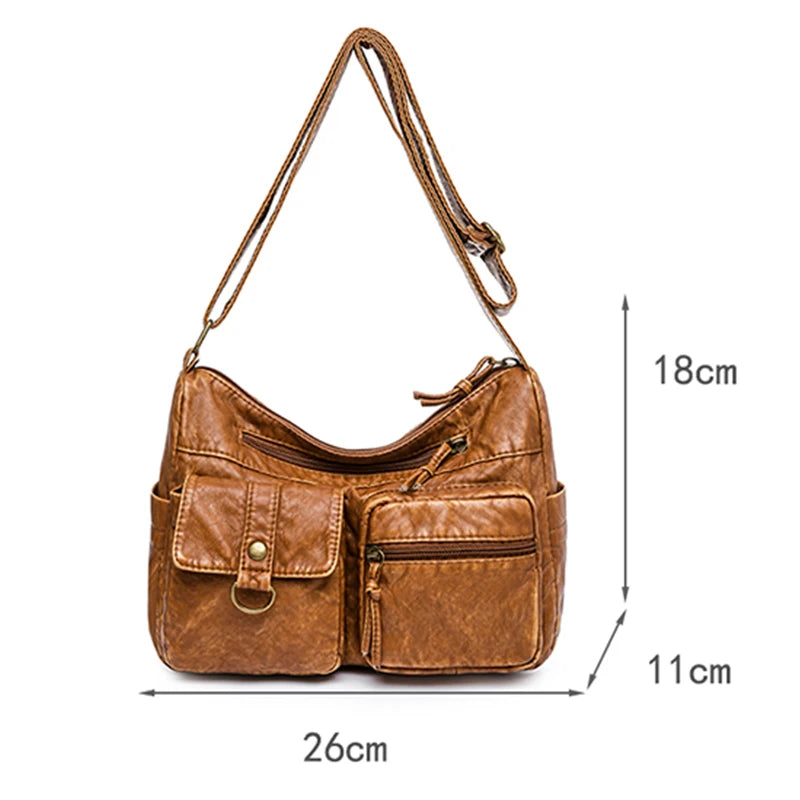 Vintage Women Bags Soft PU Leather Handbags Female Crossbody Bags