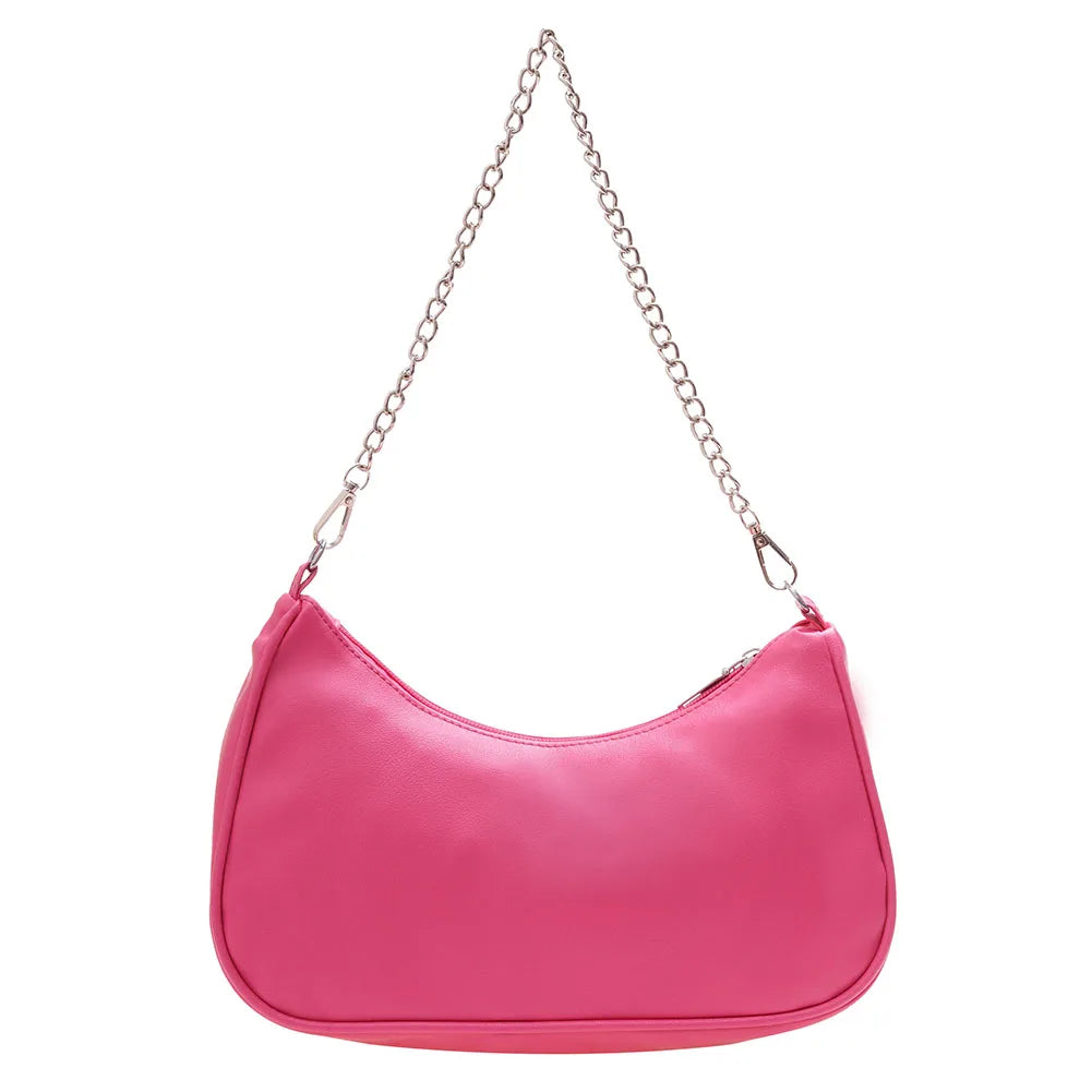 Vintage Women Casual PU Leather Chain Purse Underarm Shoulder Bag