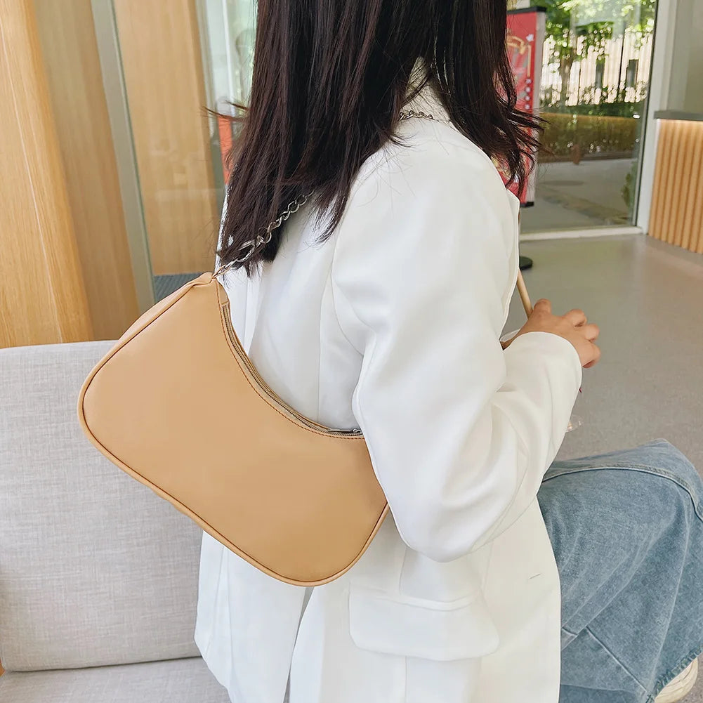 Vintage Women Casual PU Leather Chain Purse Underarm Shoulder Bag