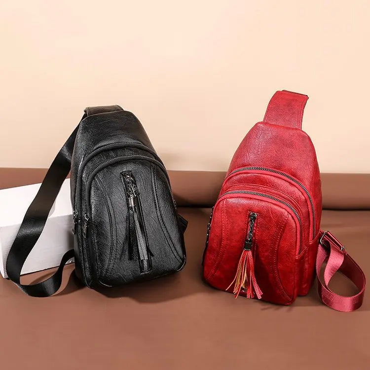 Vintage Women Chest Packs PU Leather Crossbody Bags