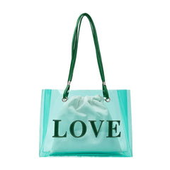 Vintage Women Clear Letters Shoulder Bag Drawstring Purse 2pcs Composite Bags