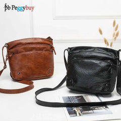 Vintage Women PU Leather Layers Shoulder Crossbody Messenger Bag