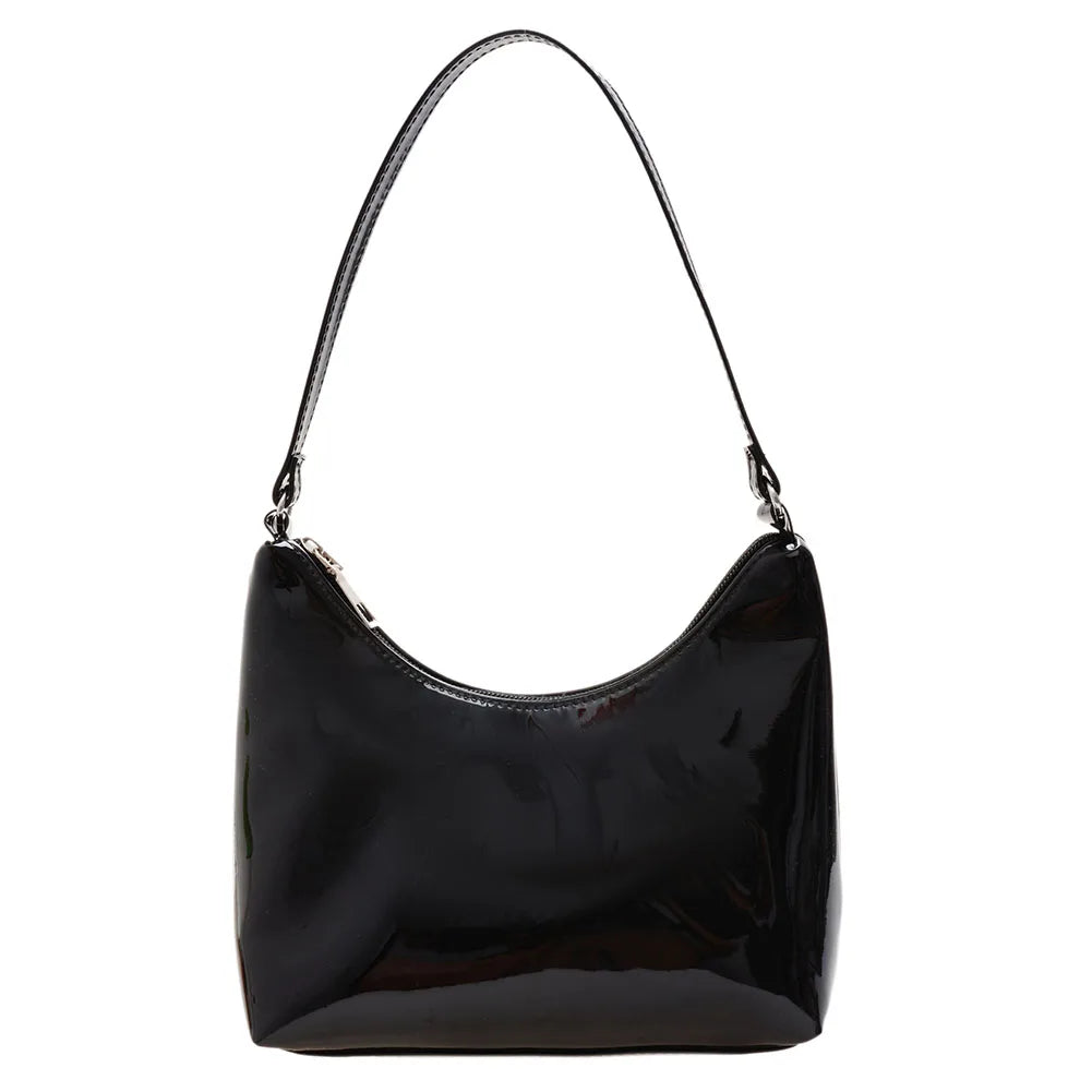 Vintage Women Patent Shoulder Underarm Bag PU Leather Casual Mini Tote Bag
