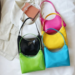 Vintage Women Patent Shoulder Underarm Bag PU Leather Casual Small Hob