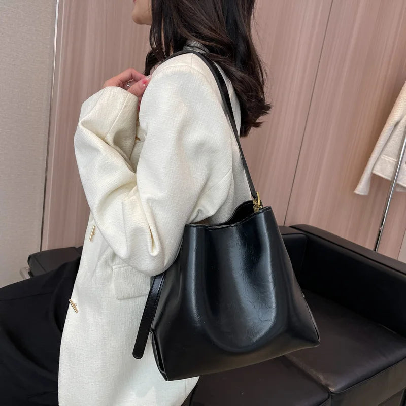 Vintage Women Pu Leather Handbags Large Capacity Crossbody Bag