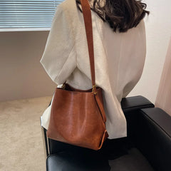 Vintage Women Pu Leather Handbags Large Capacity Crossbody Bag