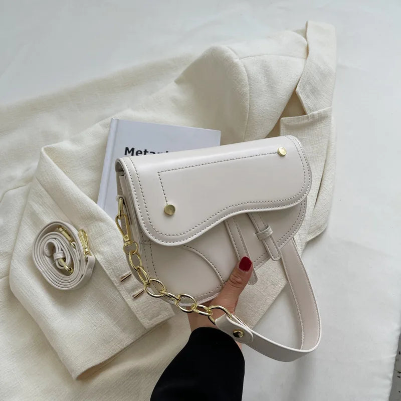 Vintage Crocodile Saddle Shoulder Bag for Women