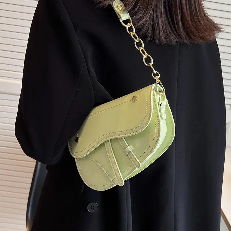 Vintage Crocodile Saddle Shoulder Bag for Women
