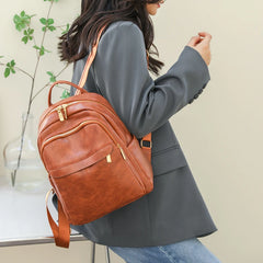 Vintage Women's Leather Backpack Large Capacity Female Bagpack