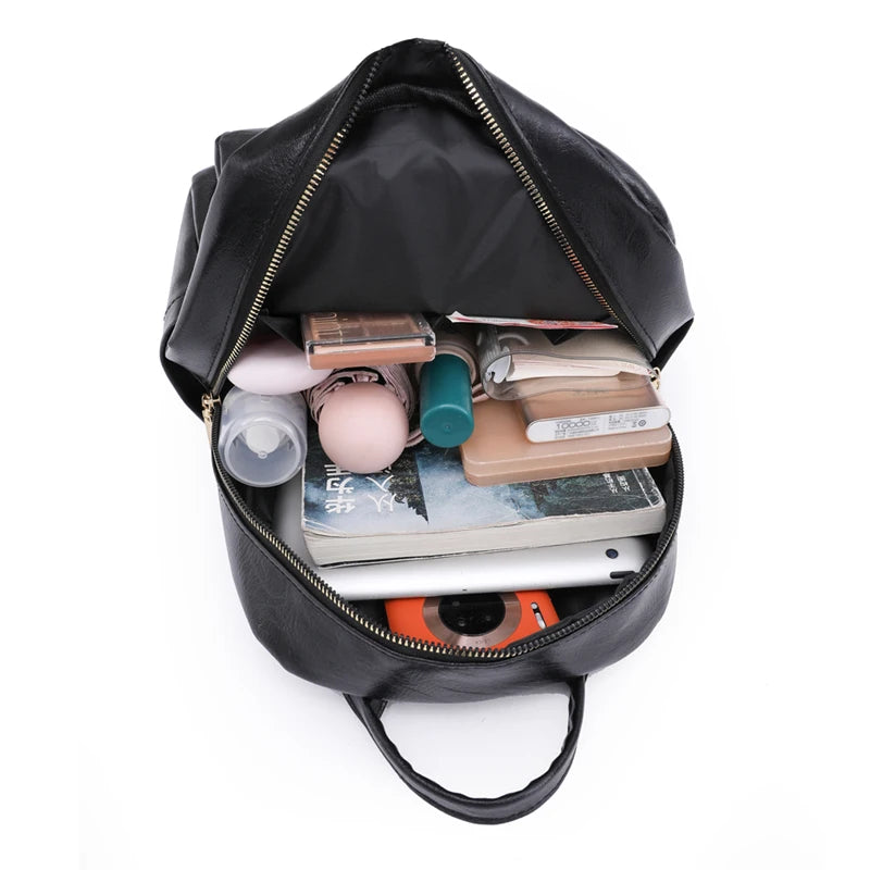Vintage Women's Leather Backpack Large Capacity Female Bagpack