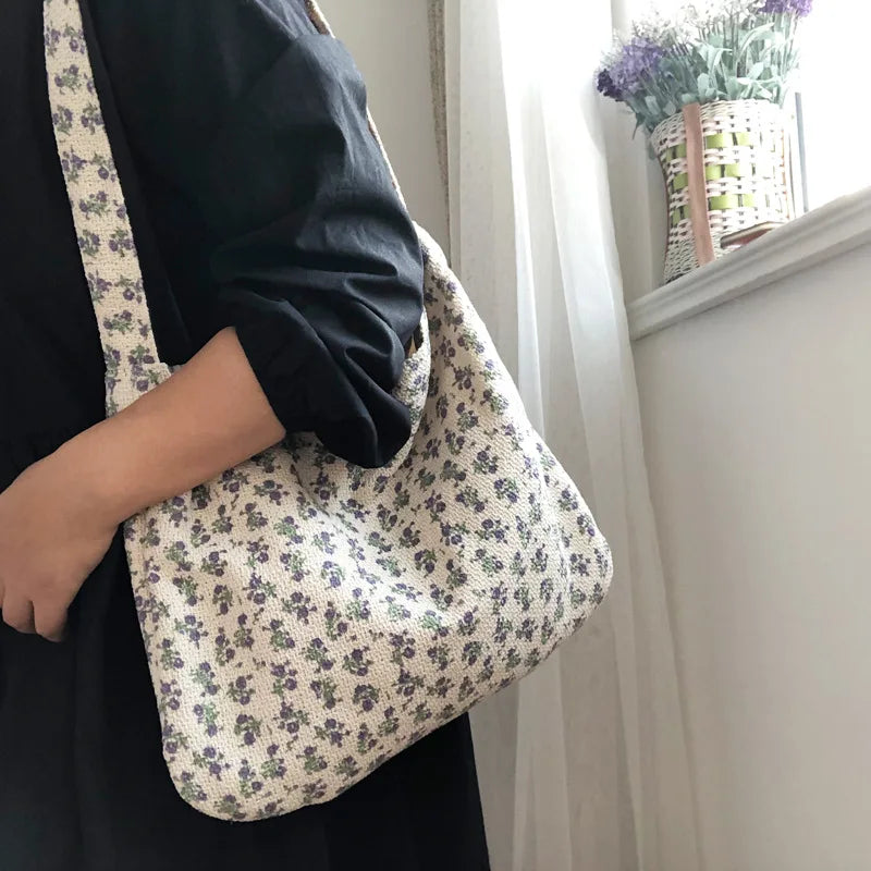 Vintage Women's Tote Shoulder Bags Woolen Fabric Ladies Eco Cloth Shopper Bag