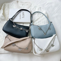 Vintage Women's Underarm Shoulder Bag Soft Pu Chain Hobo Bags For Ladies