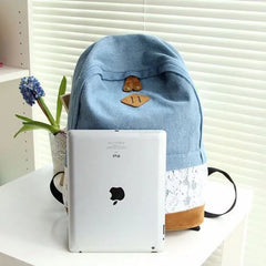Vintage Denim Backpack for Women