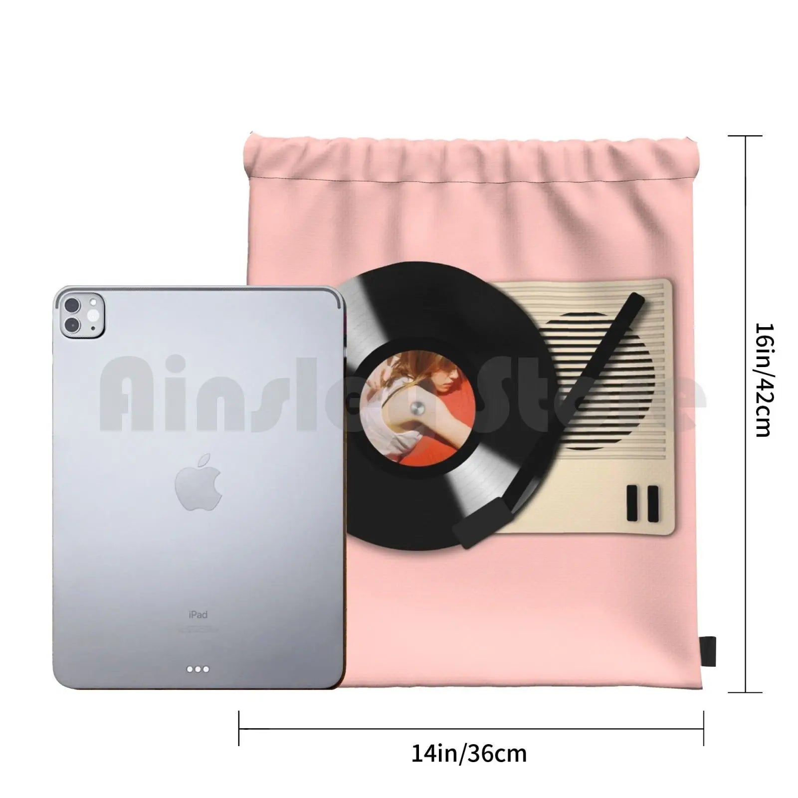 Vinyl Records Player Backpack Drawstring Bag Riding Climbing Gym Bag