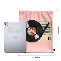 Vinyl Records Player Backpack Drawstring Bag Riding Climbing Gym Bag