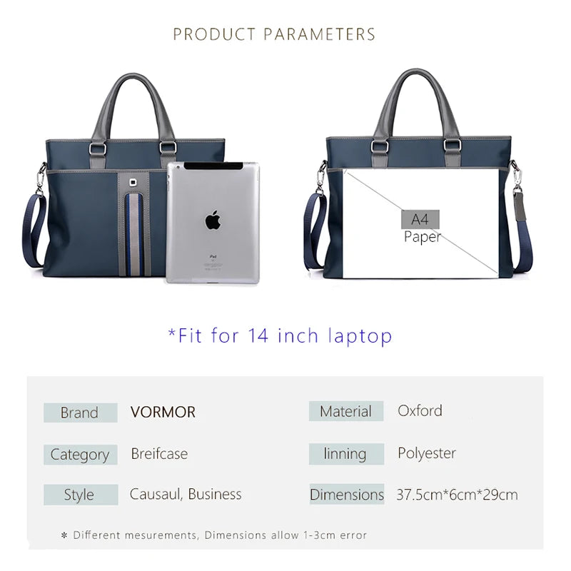 Men Handbags Zipper Business Male Shoulder Bag 14 Inches Briefcases