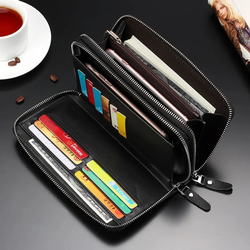Men's Leather Clutch Cellphone Wallet
