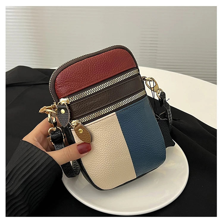 Mini Shoulder Bag Crossbody Leather Zipper Wrist Purse Female Pouch