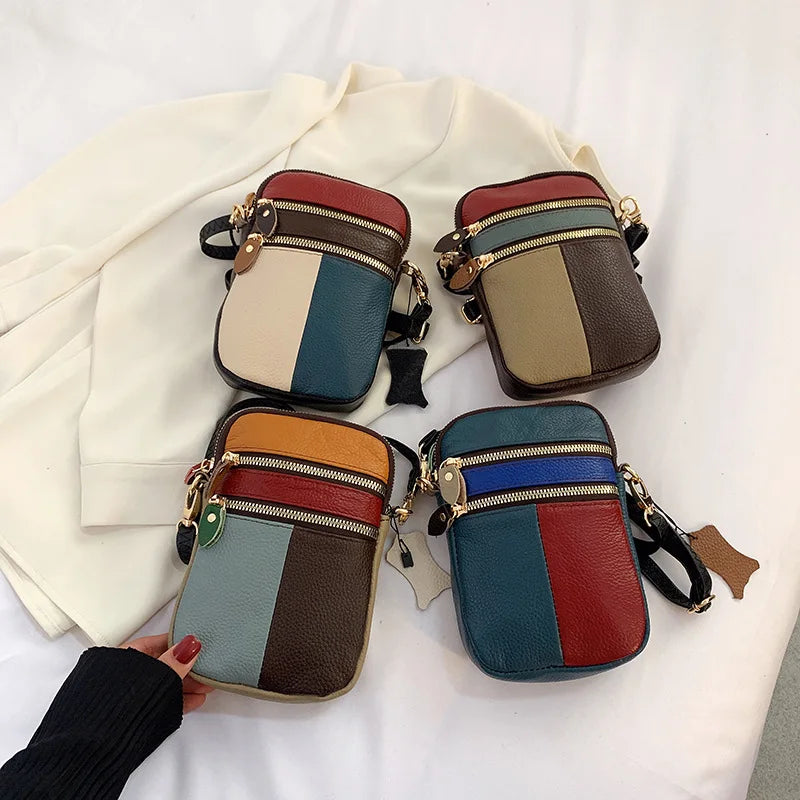 Mini Shoulder Bag Crossbody Leather Zipper Wrist Purse Female Pouch
