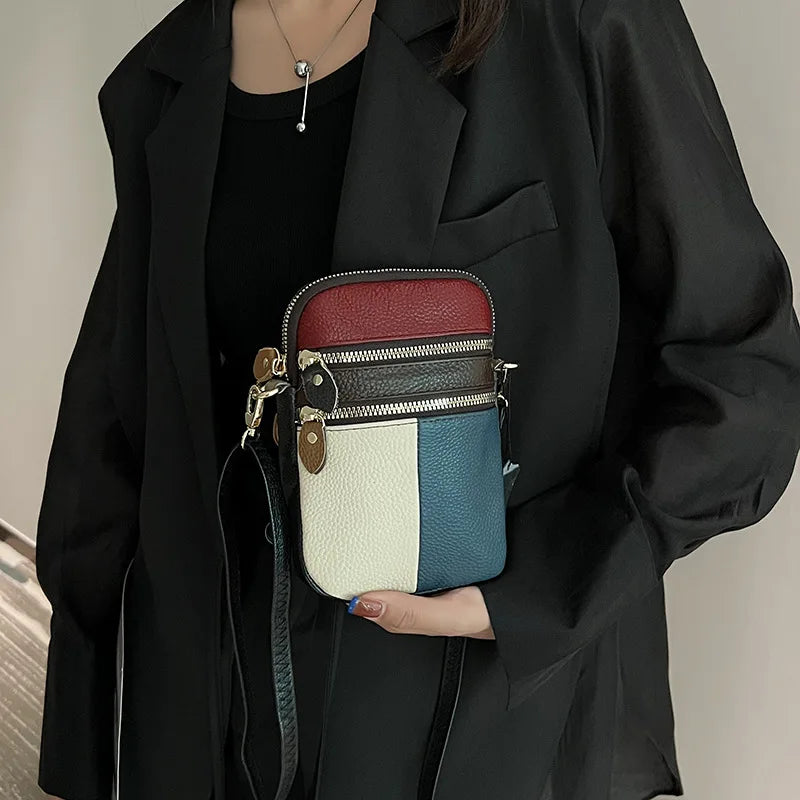 Mini Shoulder Bag Crossbody Leather Zipper Wrist Purse Female Pouch