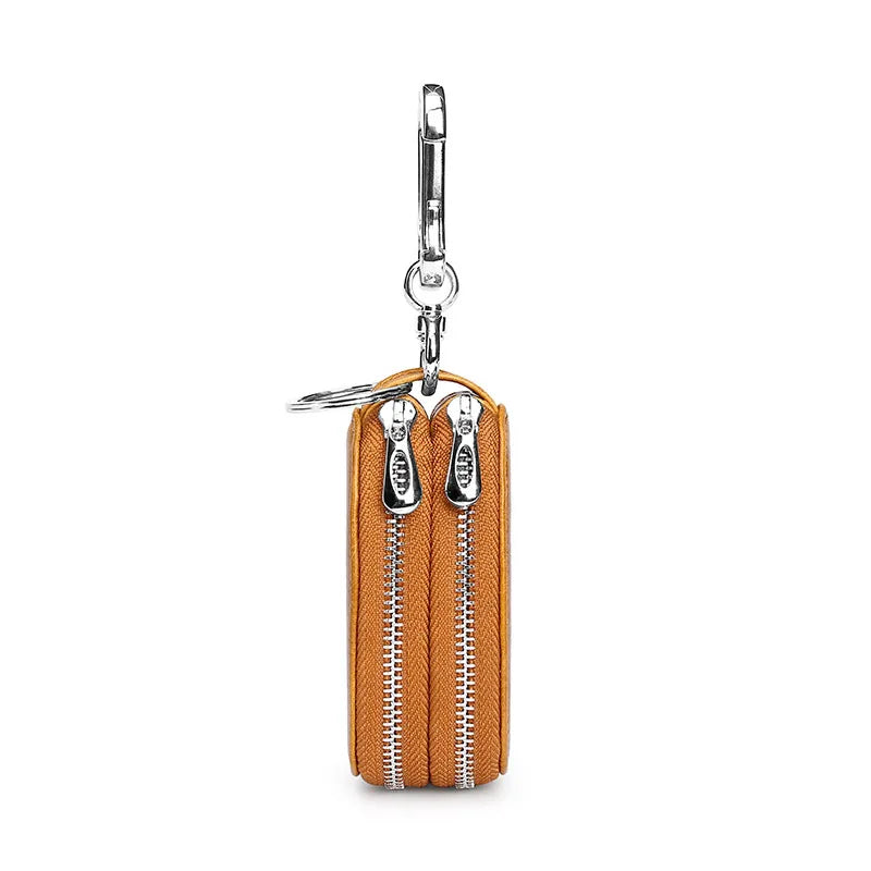 Leather Car Key Organize Mini Double Layer Home Key Holder Wallet