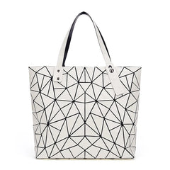 Geometric Plaid Shoulder Bag Women Tote Casual Handbag Folded Ladies