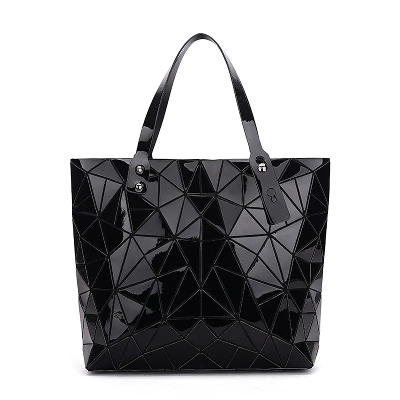 Geometric Plaid Shoulder Bag Women Tote Casual Handbag Folded Ladies