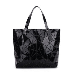 Geometric Plaid Shoulder Bag Women Tote Casual Handbag Folded Ladies