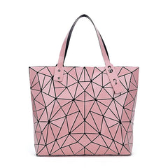 Geometric Plaid Shoulder Bag Women Tote Casual Handbag Folded Ladies