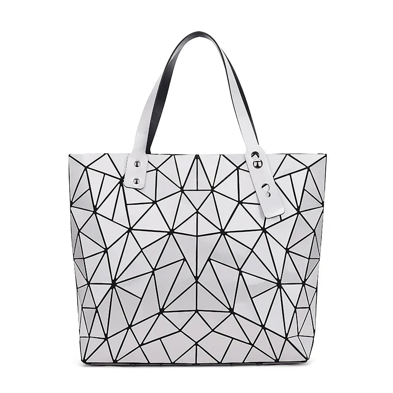 Geometric Plaid Shoulder Bag Women Tote Casual Handbag Folded Ladies