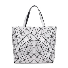Geometric Plaid Shoulder Bag Women Tote Casual Handbag Folded Ladies