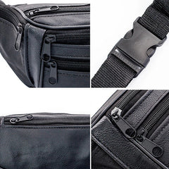 Men Leather Travel Waist Pack Mobile Phone Bag