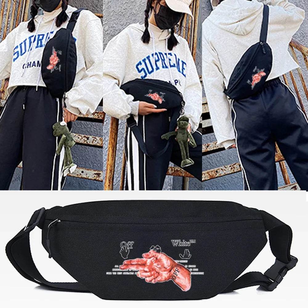 Hit Fist Print Chest Bag Men Women Waist Bag