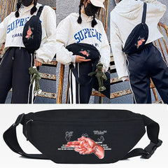 Hit Fist Print Chest Bag Men Women Waist Bag