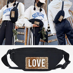 LOVE Letter Print Waist Bag Chest Bag Casual Running Jogging Belt Pouch