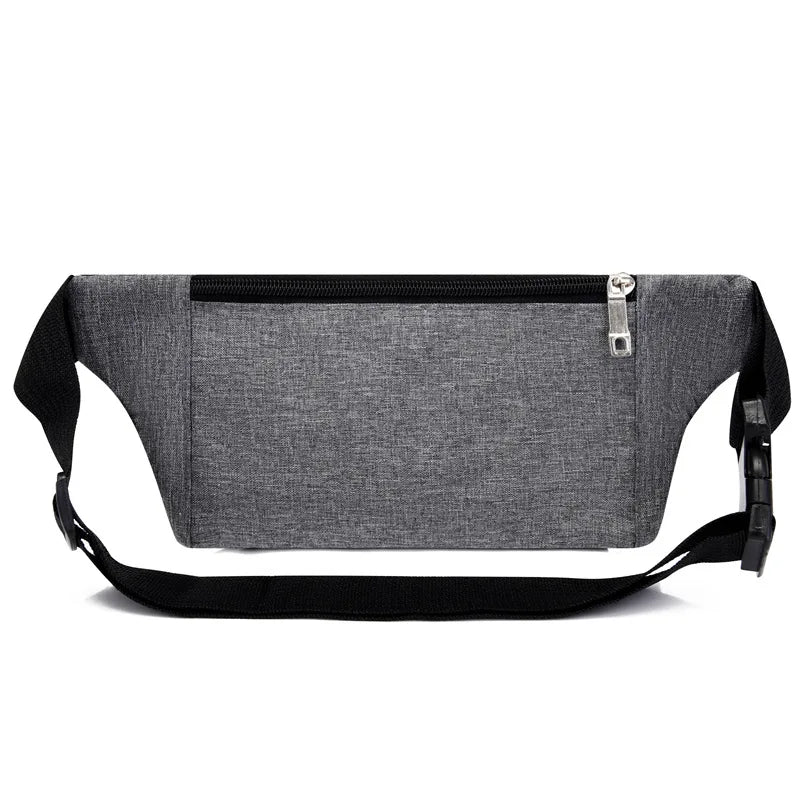 Nylon Waist Bag Red Gray Belt Pouch Zip Travel Hiking Bag