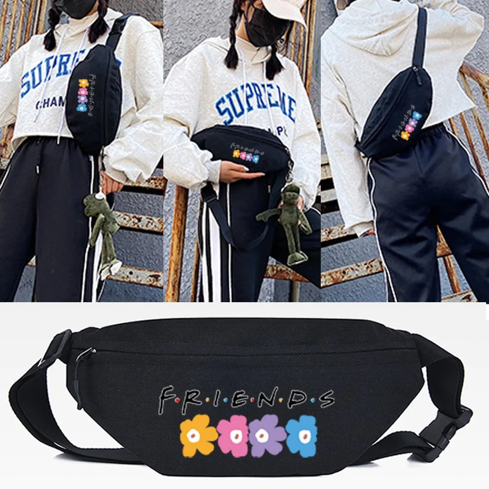 Slender Beauties Print Chest Bag Men Women Shoulder Bag