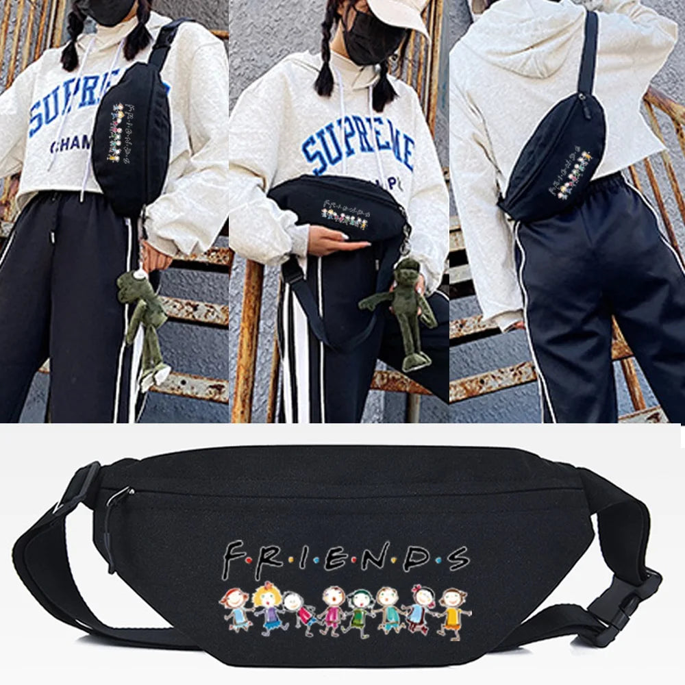 Slender Beauties Print Chest Bag Men Women Shoulder Bag
