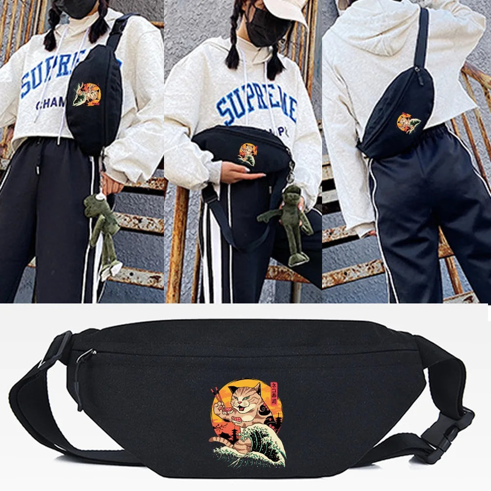 Waist Bag Spray Sunset Print Chest Packs Outdoor Sports Running Cycling Pack