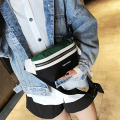 Canvas Waist Bag Women Leisure Panelled Pack For Girls