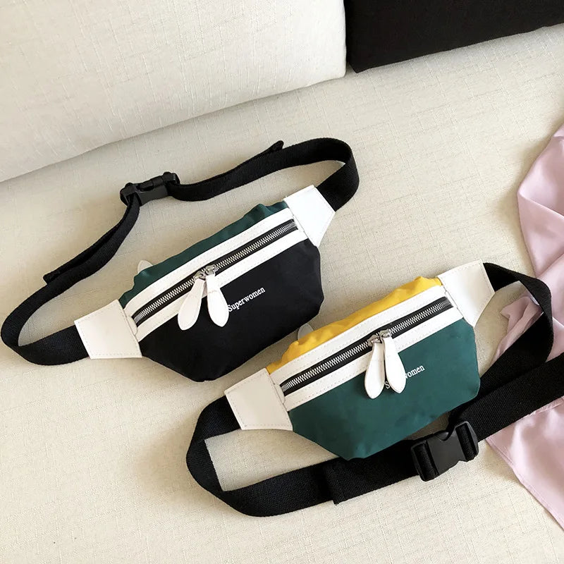 Canvas Waist Bag Women Leisure Panelled Pack For Girls