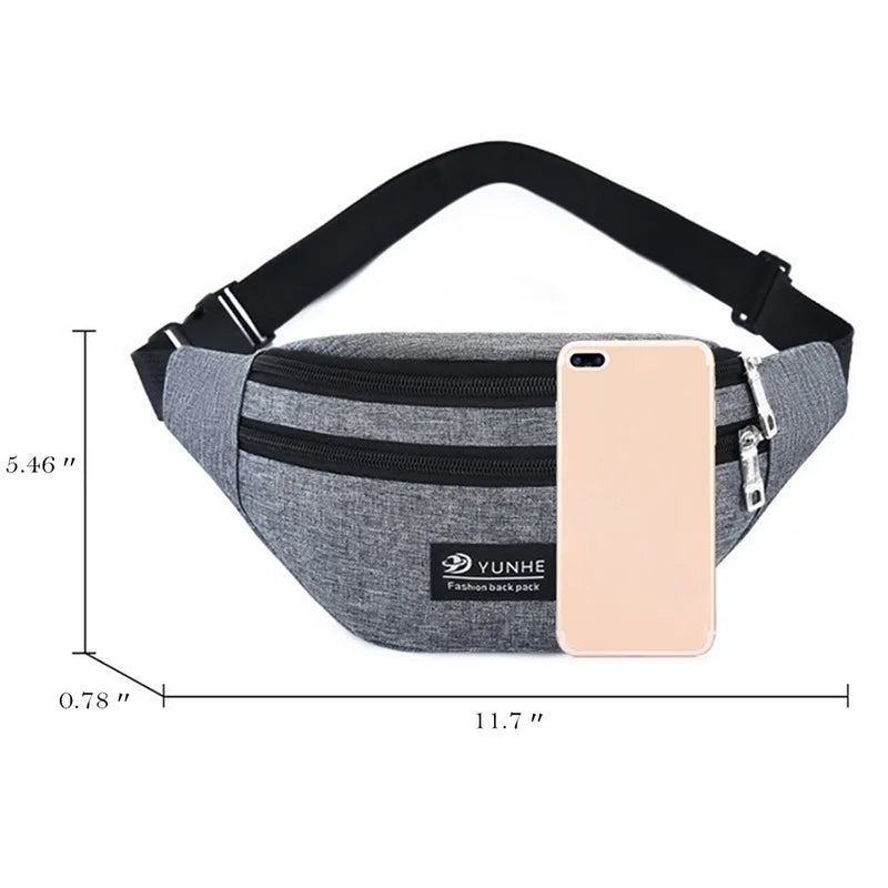 Pink Waist Bag Three Zipper Pocket Chest Handbag