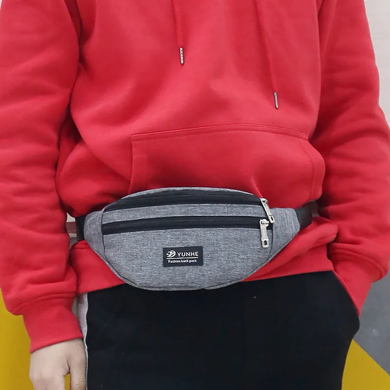Pink Waist Bag Three Zipper Pocket Chest Handbag